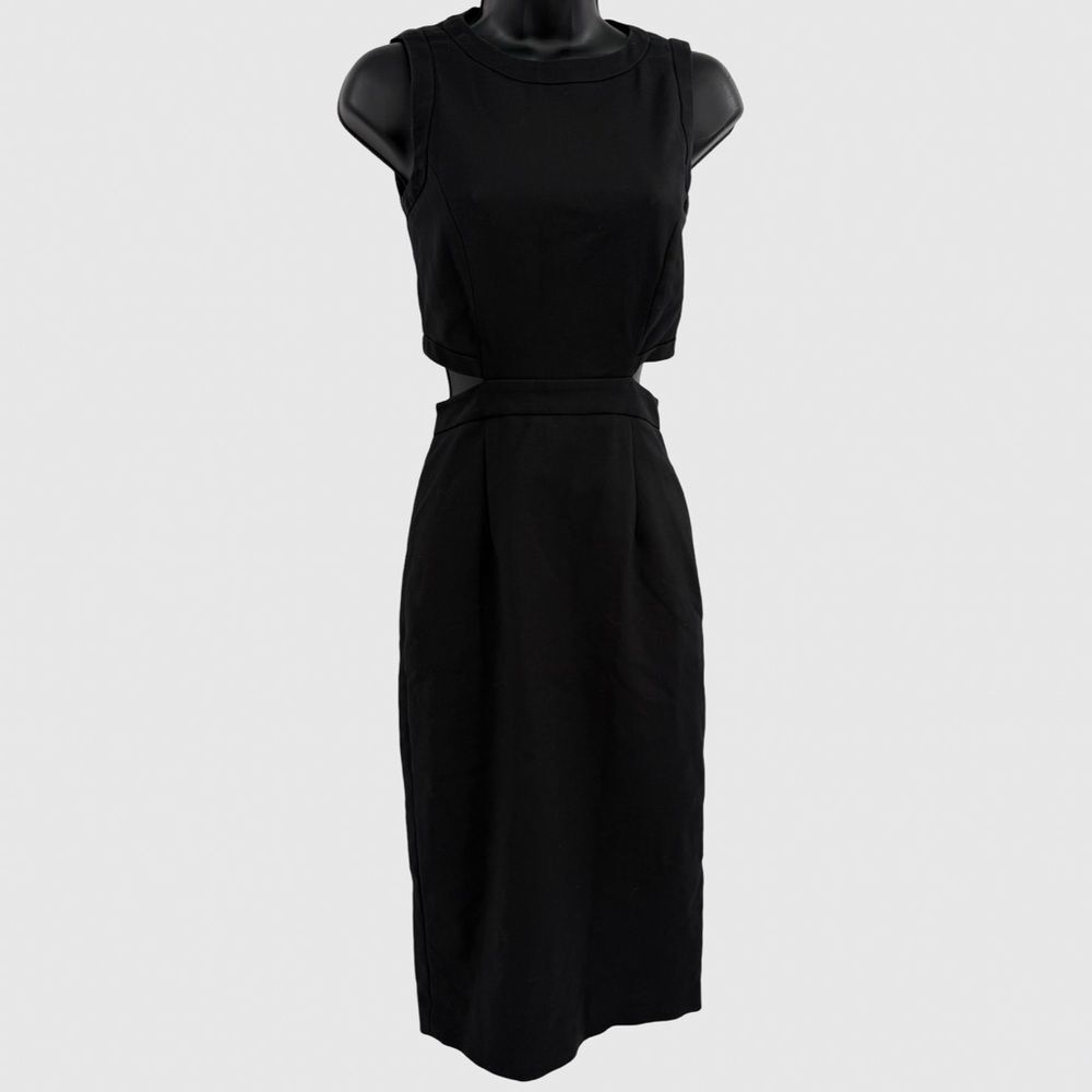 Antonio Melani Side Cutout Sleeveless Midi Dress in Black | Size 0